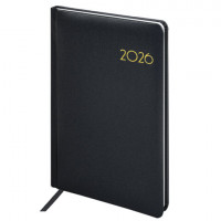 Еженедельник датированный 2026 А5 145х215мм BRAUBERG Select, балакрон, черный, 117182