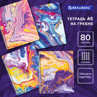 Тетрадь А5 80л. BRAUBERG гребень, клетка, ДИЗАЙН 2, Код_1С, 404414