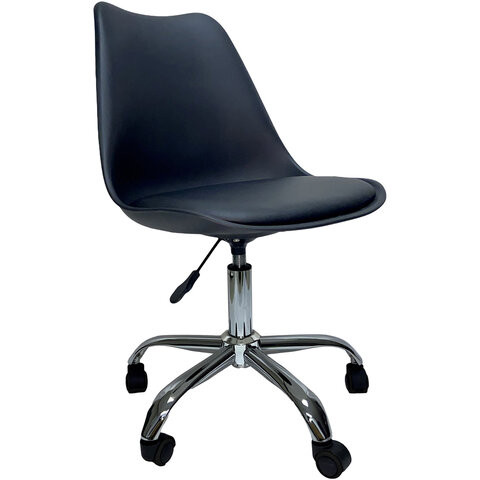 Кресло стул BRABIX "Eames MG-310 CH", хром, пластик черный, экокожа черная, 532925 по низкой цене оптом 