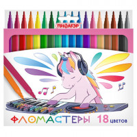 Фломастеры ПИФАГОР "ЕДИНОРОГ", 18 цветов, вентилируемый колпачок, 152449