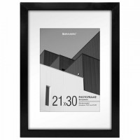 Рамка 21*30см с паспарту 15х21см небьющаяся, багет 20 мм, пластик, BRAUBERG "New Age", черная, 391275