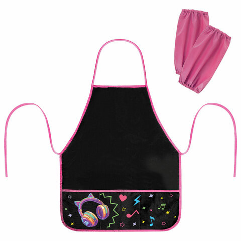 Фартук с нарукавниками для уроков труда BRAUBERG, 3 кармана, 46x54 см, Headphones, 273643 по низкой цене оптом Фартук с нарукавниками для уроков труда BRAUBERG, 3 кармана, 46x54 см, Headphones, 273643 по низкой цене оптом