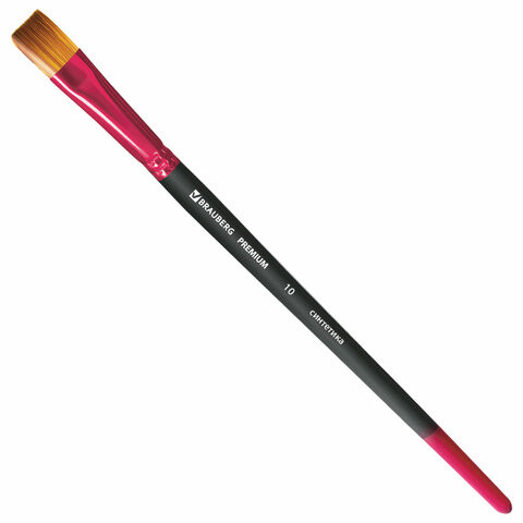 Кисть синтетика, плоская №10, BRAUBERG PREMIUM, 201019 по низкой цене оптом 