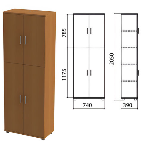 Шкаф закрытый "Монолит", 740х390х2050 мм, цвет орех гварнери (КОМПЛЕКТ) по низкой цене оптом Краснодар, Москва, Уфа, Казань, Барнаул, Владивосток, Хабаровск, Сахалин, Красноярск, Екатеренбург, 
