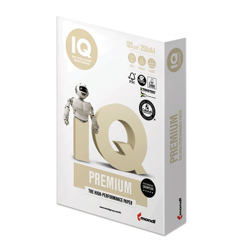 Бумага IQ PREMIUM, А4, 120 г/м2, 250 л., класс "А", Австрия, белизна 170% (CIE) по низкой цене оптом 