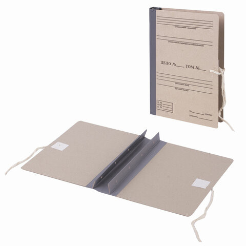 Папка архивная для переплета "Форма 21", 40 мм, с гребешками, БУРАЯ, 4 отверстия, завязки, STAFF, 111054 по низкой цене оптом 