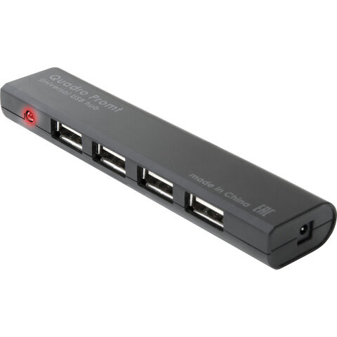 Хаб DEFENDER Quadro Promt, USB 2.0, 4 порта, порт для питания, черный, 83200 по низкой цене оптом Краснодар, Москва, Уфа, Казань, Барнаул, Владивосток, Хабаровск, Сахалин, Красноярск, Екатеренбург, 