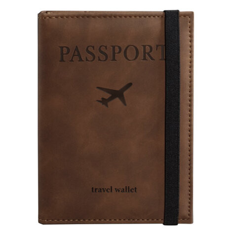 Обложка для паспорта с карманами и резинкой, мягкая экокожа, "PASSPORT", коричневая, BRAUBERG 238204 по низкой цене оптом 