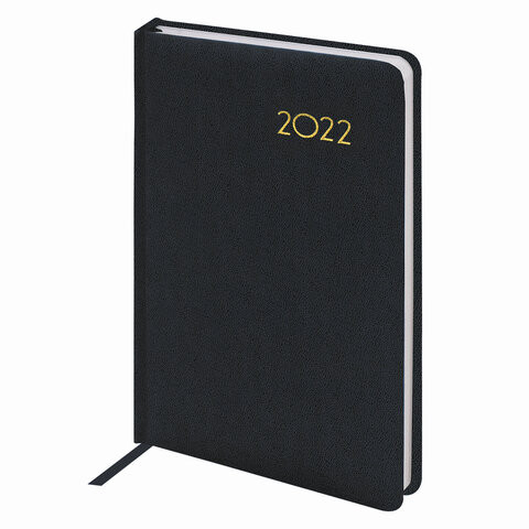 Ежедневник датированный 2022 А5 138x213 мм BRAUBERG "Select", балакрон, черный, 112777 по низкой цене оптом 