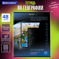 Тетрадь предметная КЛАССИКА SCIENCE 48л, обложка картон, ГЕОГРАФИЯ, клетка, подсказ, BRAUBERG, 404810