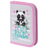 Пенал ПИФАГОР, 1 отделение, ткань, 19x13 см, "Cute Panda", 270357