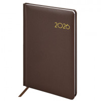 Еженедельник датированный 2026 А5 145х215мм BRAUBERG Select, балакрон, коричневый, 117183