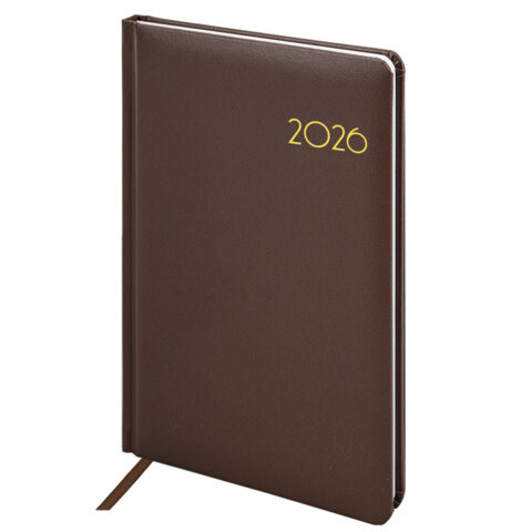 Еженедельник датированный 2026 А5 145х215мм BRAUBERG Select, балакрон, коричневый, 117183 по низкой цене оптом 