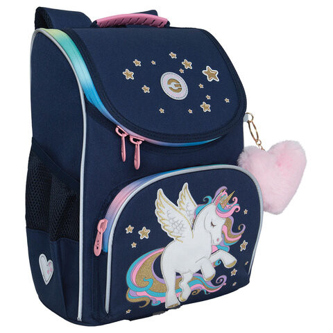 Ранец GRIZZLY анатомическая спинка, с мешком для обуви, для девочек, ALICORN, 33х25х1, RAm-484-1/1 по низкой цене оптом 