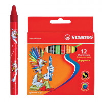 Восковые мелки STABILO "Yippy", 12 цветов, яркие цвета, картонная упаковка c европодвесом, 2812
