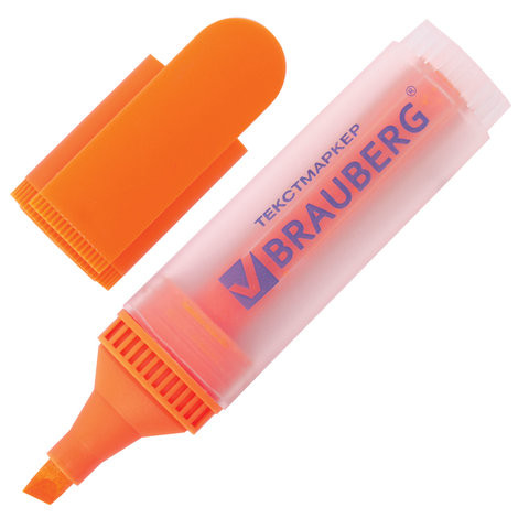 Текстовыделитель BRAUBERG "FLUO", ОРАНЖЕВЫЙ, линия 1-5 мм, 150402 по низкой цене оптом Краснодар, Москва, Уфа, Казань, Барнаул, Владивосток, Хабаровск, Сахалин, Красноярск, Екатеренбург, 