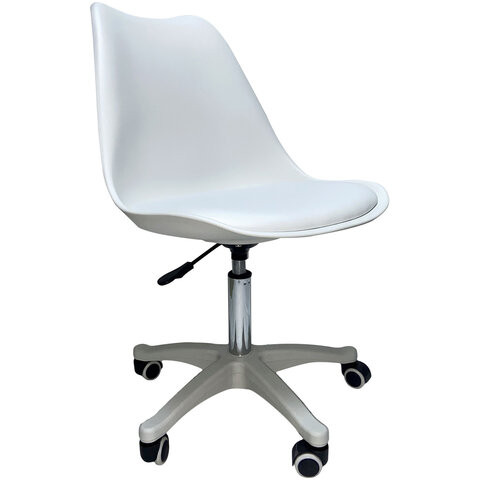 Кресло стул BRABIX "Eames MG-310 PL", пластик белый, экокожа белая, 532926 по низкой цене оптом 