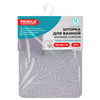 Шторка для ванной EVA, 180х180см, кольца в комплекте, СЕРАЯ ГОЛОГРАФИЯ, PRIMILA, 700104