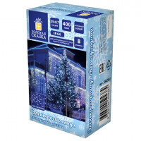 Электрогирлянда-бахрома уличная 25х0,7м, 400LED, холодный белый, 220V, контроллер, ЗОЛОТАЯ СКАЗКА, 592551, 592552