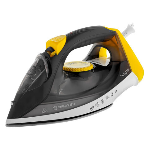 Утюг BRAYER BR4003GY, 2400 Вт, керамическое покрытие, самоочистка, антикапля, антинакипь, автоотключение, серый по низкой цене оптом 