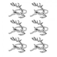 Кольца для салфеток новогодние, КОМПЛЕКТ 6 шт., 5,5 см, "Олени", серебристые, ЗОЛОТАЯ СКАЗКА, 592488