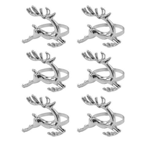 Кольца для салфеток новогодние, КОМПЛЕКТ 6 шт., 5,5 см, "Олени", серебристые, ЗОЛОТАЯ СКАЗКА, 592488 по низкой цене оптом 