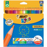Карандаши цветные BIC "Kids ECOlutions Evolution", 24 цвета, пластиковые, заточенные, европодвес, 937515 по низкой цене оптом 