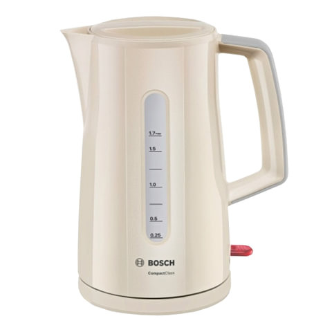 Чайник BOSCH TWK3A017, 1,7 л, 2400 Вт, закрытый нагревательный элемент, пластик, бежевый по низкой цене оптом Краснодар, Москва, Уфа, Казань, Барнаул, Владивосток, Хабаровск, Сахалин, Красноярск, Екатеренбург, 
