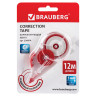 Корректирующая лента BRAUBERG 5 мм х 12 м, корпус прозрачный, с подкручиванием, блистер, 226814 по низкой цене оптом 