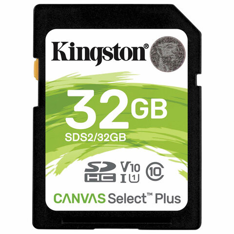 Карта памяти SDHC 32GB KINGSTON Canvas Select Plus UHS-I U1, 100 Мб/сек (class 10), SDS2/32GB по низкой цене оптом 
