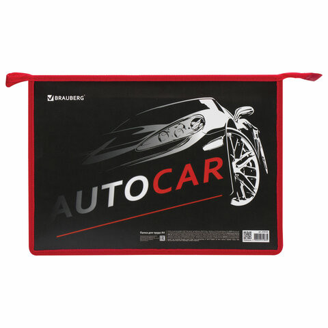 Папка для труда BRAUBERG А4, 2 отделения, молния сверху, органайзер, "Autocar", 270155 по низкой цене оптом 