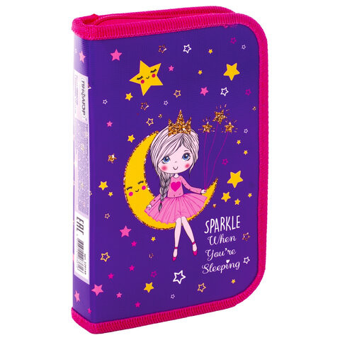 Пенал ПИФАГОР, 1 отделение, ламинированный картон, 19х11 см, "MOON PRINCESS", 229149 по низкой цене оптом 