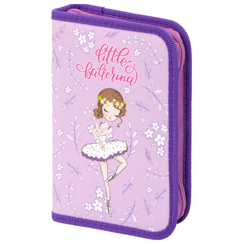 Пенал ПИФАГОР, 1 отделение, 2 откидные планки, ткань, 20x14 см, Litlle Ballerina, 270361 по низкой цене оптом 