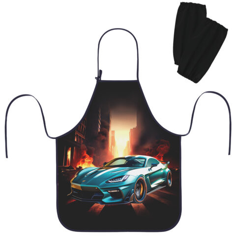 Накидка-фартук с нарукавниками для уроков труда ЮНЛАНДИЯ, 46х54 см, Fire car, 272465 по низкой цене оптом 