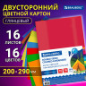 Картон цветной А4 2-сторонний МЕЛОВАННЫЙ EXTRA 16 листов 16 цветов, BRAUBERG, 200х290, 115166 по низкой цене оптом 