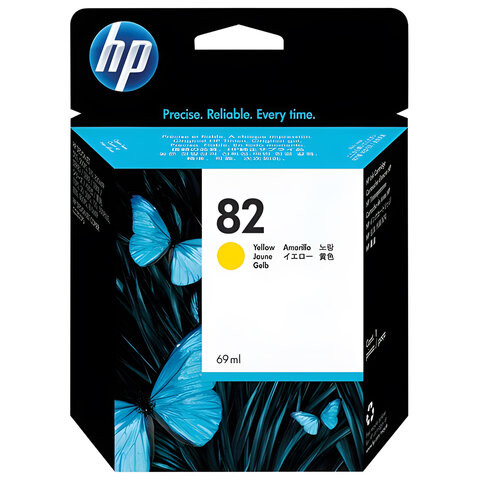 Картридж струйный для плоттера HP (C4913A) Designjet 510/CC800PS/ 815/820 и др., №82, желтый, 69 мл, оригинальный по низкой цене оптом 