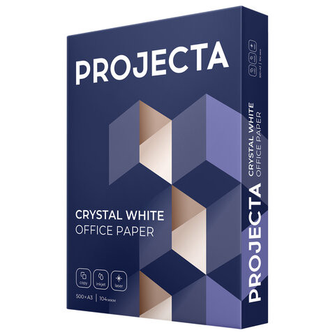 Бумага офисная БОЛЬШОГО ФОРМАТА (297х420), А3, 80 г/м2, 500 л., марка В, PROJECTA, Россия, 162% (CIE) по низкой цене оптом 