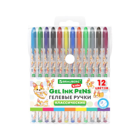 Ручки гелевые КЛАССИЧЕСКИЕ BRAUBERG KIDS "CUTE ANIMALS", НАБОР 12 ЦВЕТОВ, корпус с печатью, узел 1 мм, линия письма 0,7 мм, 144445 по низкой цене оптом Ручки гелевые КЛАССИЧЕСКИЕ BRAUBERG KIDS "CUTE ANIMALS", НАБОР 12 ЦВЕТОВ, корпус с печатью, узел 1 мм, линия письма 0,7 мм, 144445 по низкой цене оптом