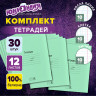 Тетради с ЗЕЛЁНОЙ обложкой 12л. КОМПЛЕКТ 30шт, клетка+линия+косая линия, ЮНЛАНДИЯ, 106753 по низкой цене оптом 