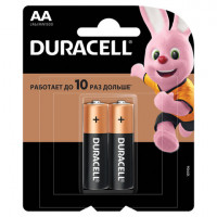 Батарейки КОМПЛЕКТ 2 шт., DURACELL Basic, AA (LR06, 15А), алкалиновые, пальчиковые, блистер