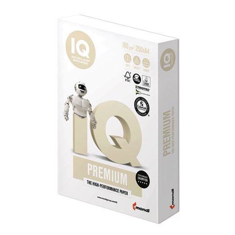 Бумага IQ PREMIUM, А4, 160 г/м2, 250 л., класс "А", Австрия, белизна 170% (CIE) по низкой цене оптом 