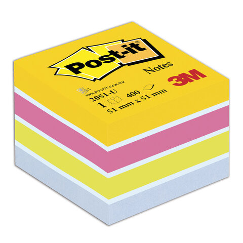 Блок самоклеящийся (стикер) POST-IT ORIGINAL "Мармелад" 51х51 мм, 400 л., ассорти, 2051-U по низкой цене оптом 