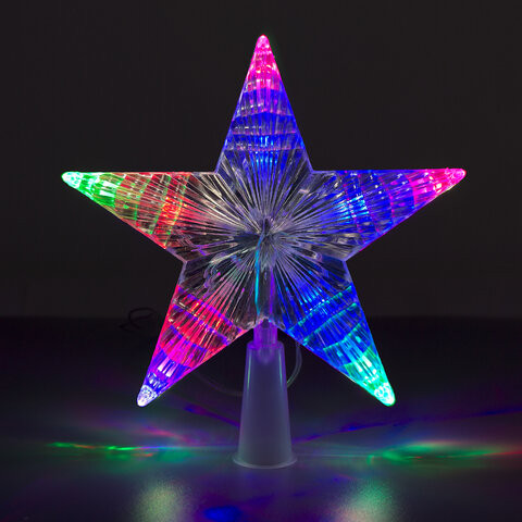 Звезда на ель ЗОЛОТАЯ СКАЗКА 10 LED, 16,5 см, прозрачный корпус, 3 цвета, на батарейках, 591272 по низкой цене оптом 