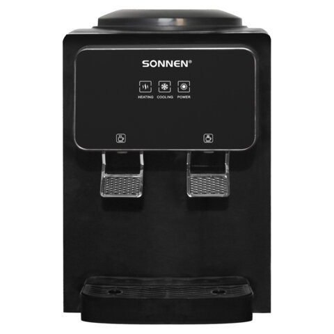 Кулер для воды SONNEN TSE-02FBP, настольный, НАГРЕВ/ОХЛАЖДЕНИЕ ЭЛЕКТРОННОЕ, 2 крана, антрацит, 455750 по низкой цене оптом Краснодар, Москва, Уфа, Казань, Барнаул, Владивосток, Хабаровск, Сахалин, Красноярск, Екатеренбург, 