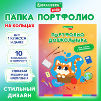 Папка-портфолио дошкольника, А4, 4 кольца, 20 файлов, 10 вкладышей, ДЕВОЧКА, BRAUBERG, 115237