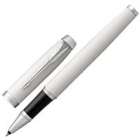 Ручка-роллер PARKER "IM Core White Lacquer CT", корпус белый глянцевый лак, хромированные детали, черная, 1931674