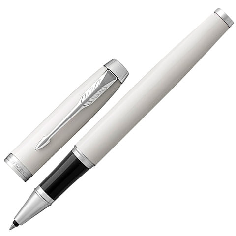 Ручка-роллер PARKER "IM Core White Lacquer CT", корпус белый глянцевый лак, хромированные детали, черная, 1931674 по низкой цене оптом 