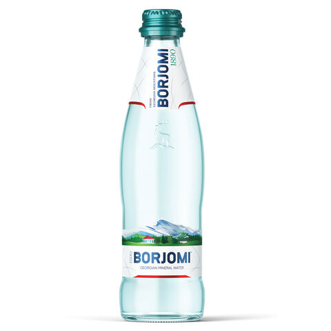 Вода ГАЗИРОВАННАЯ минеральная BORJOMI (БОРЖОМИ), 0,5 л, стеклянная бутылка по низкой цене оптом 
