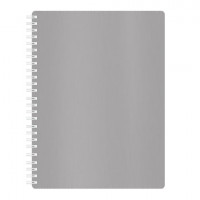 Тетрадь А5, 80 л., HATBER, гребень, клетка, обложка пластик, "METALLIC-СЕРАЯ", 80Т5В1гр_03414, T196830