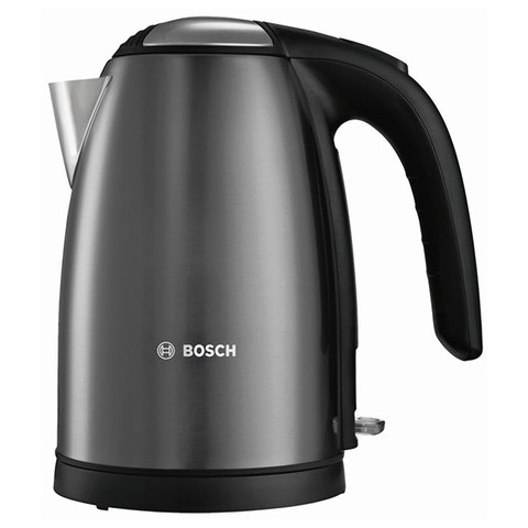 Чайник BOSCH TWK7805, 1,7 л, 2200 Вт, закрытый нагревательный элемент, нержавеющая сталь, черный по низкой цене оптом Краснодар, Москва, Уфа, Казань, Барнаул, Владивосток, Хабаровск, Сахалин, Красноярск, Екатеренбург, 